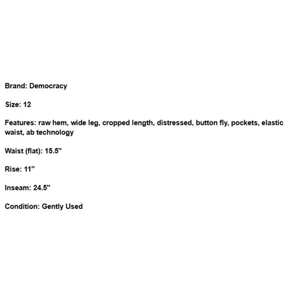 Democracy Ab Technology Jeans Y2K Wide Leg Cropped High Rise Button Fly Blue 12 - Picture 7 of 7